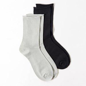URBAN OUTFITTERS 2-Pack Sheer Roll Top Socks Black